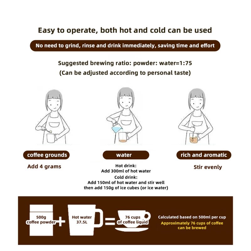 Black Coffee Powder Manufacturer - Qiaoyai 500g Original Flavor