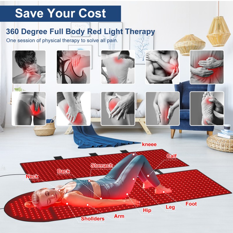 Kinreen Single-Sided Blanket with Pillow for Whole Body Physiotherapy Red 660/850nm Infrared for Pain Relief