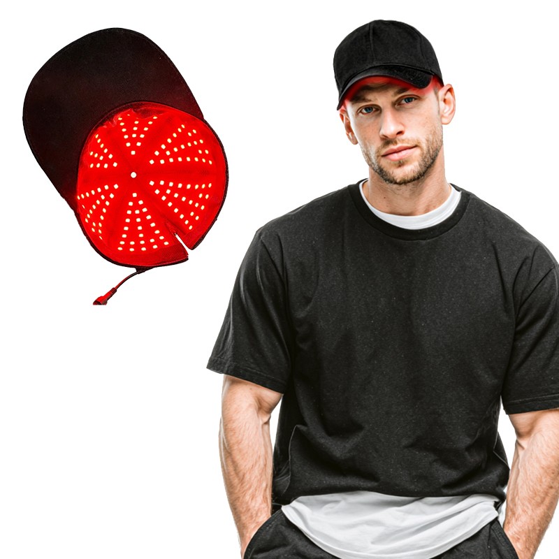 Hand-Held Baseball Cap Customizable Red Infrared Light Pulse Setting Promotes Hair Growth and Brain Health for Pain Relief