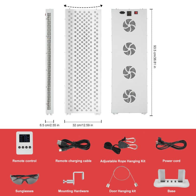 Kinreen1500W  Led Light Therapy Panel 630nm 660nm 810nm 830nm 850nm Red Light Therapy Panel  Full Body With Remote Control
