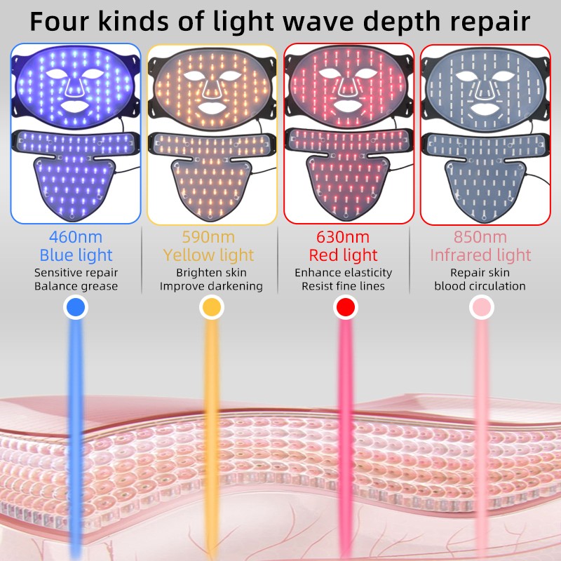 660nm Led Mask Pdt Led Photon Therapy Pore Shrinking FaceMask 4 Colors Light Anti-wrinkle Skin Beauty Instrument