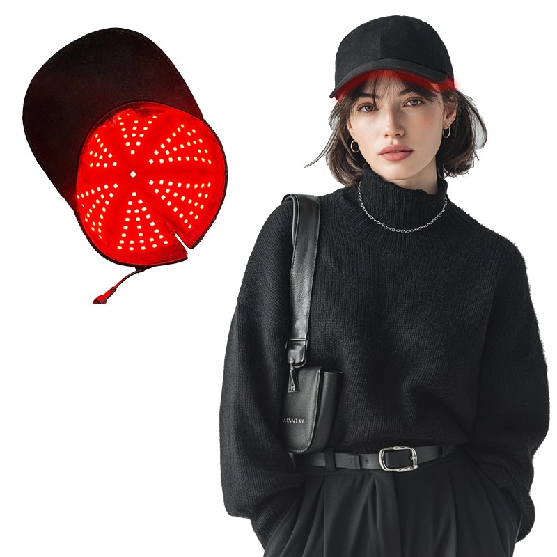 Hand-Held Baseball Cap Customizable Red Infrared Light Pulse Setting Promotes Hair Growth and Brain Health for Pain Relief