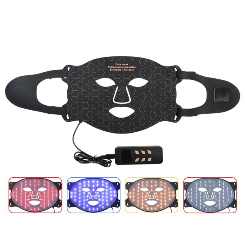High Quality 4 Colors 660nm 850nm New Arrival Photon LED Face Red Light Therapy Beauty Equipment Silicone Facial LED Face Mask