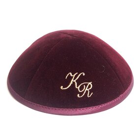 Kippah Manufacturer - Custom Two Tone Embroidered Velvet Kippah