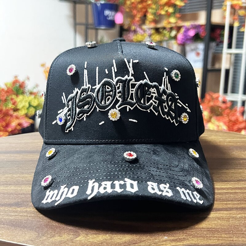 Baseball Cap Manufacturer - Custom 5-Panel Suede Rhinestone Cap