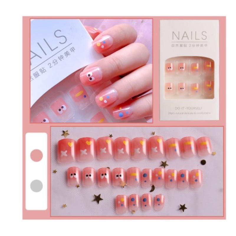 Professional Custom Design French Gradient Hand Paste Drill Acrylic Press on Nails Private Label Artificial Fingernails