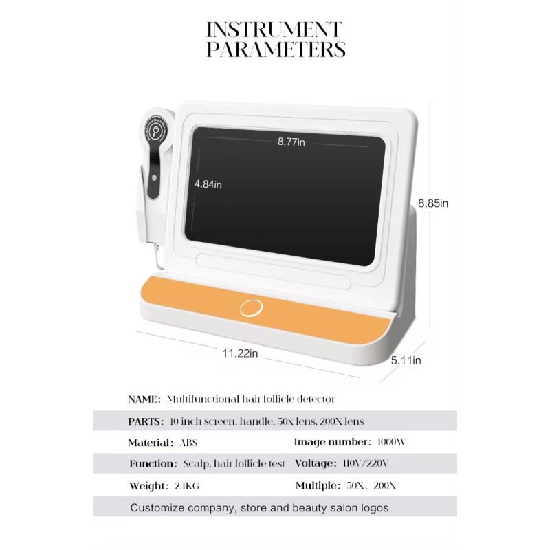 High Quality HD Hair Follicles Scalp Scanner Detector Hair Analyzer / Skin and Scalp Hair Analysis Machine