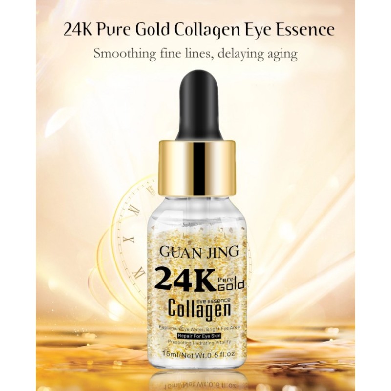 24k Real Gold Serum Collagen Makeup Eye Essence Oil for Removing Canthus Wrinkle