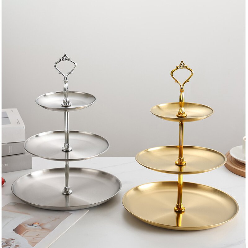 Dessert Stand Manufacturer - 2/3 Tier Stainless Steel Cake Fruit Stand