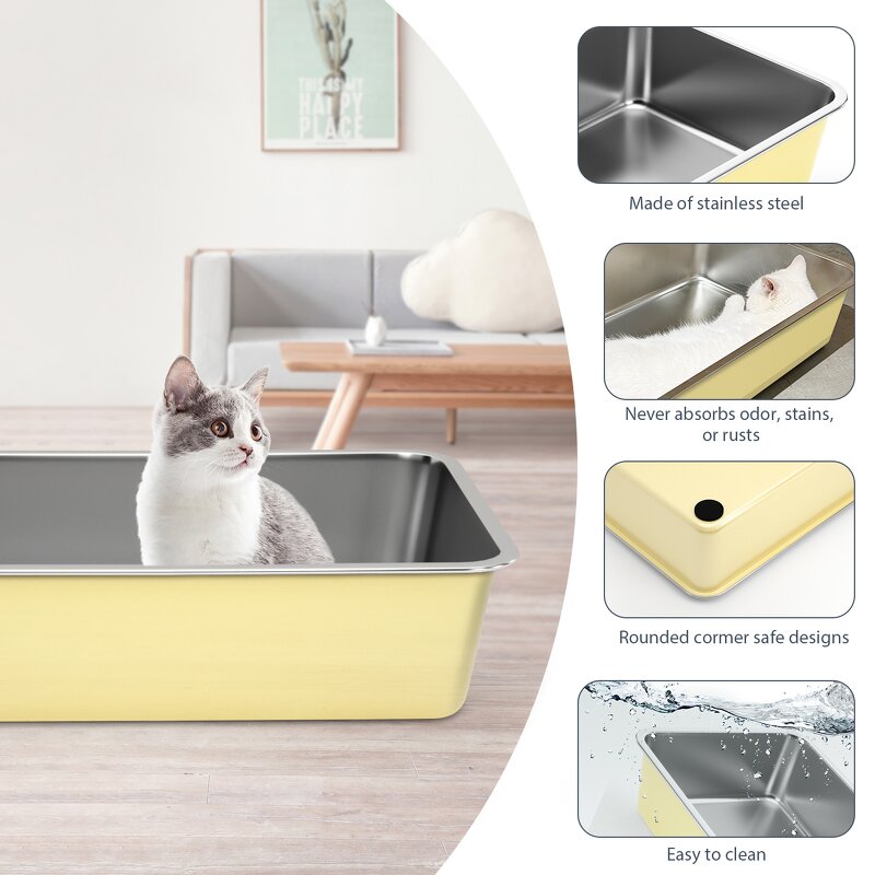Cat Litter Box Manufacturer - Deep Stainless Steel Non-Stick Litter Box