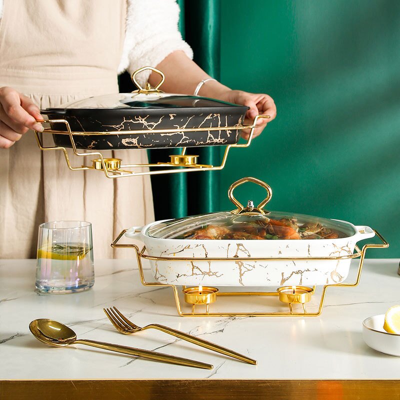 Casserole Manufacturer - European-style Rectangular Ceramic Food Warmer