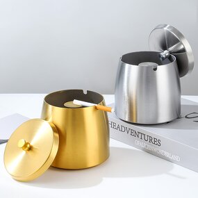 Metal Ashtray Manufacturer - Custom Logo Thickened Round Ashtray with Lid