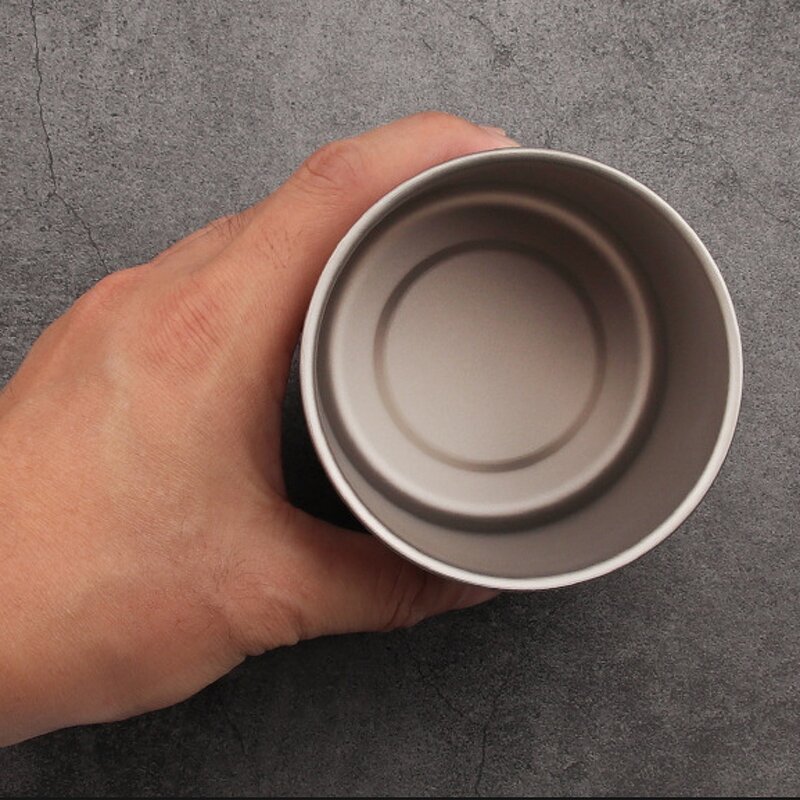 Titanium Cup Manufacturer - Outdoor Folding Handle Portable Mug with Lid