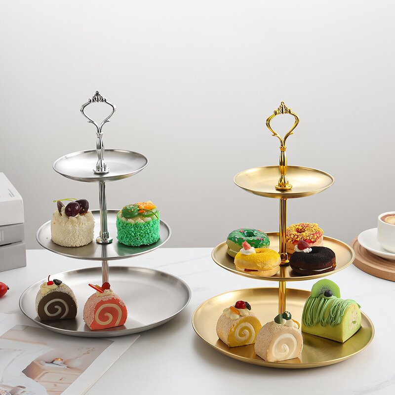 Dessert Stand Manufacturer - 2/3 Tier Stainless Steel Cake Fruit Stand
