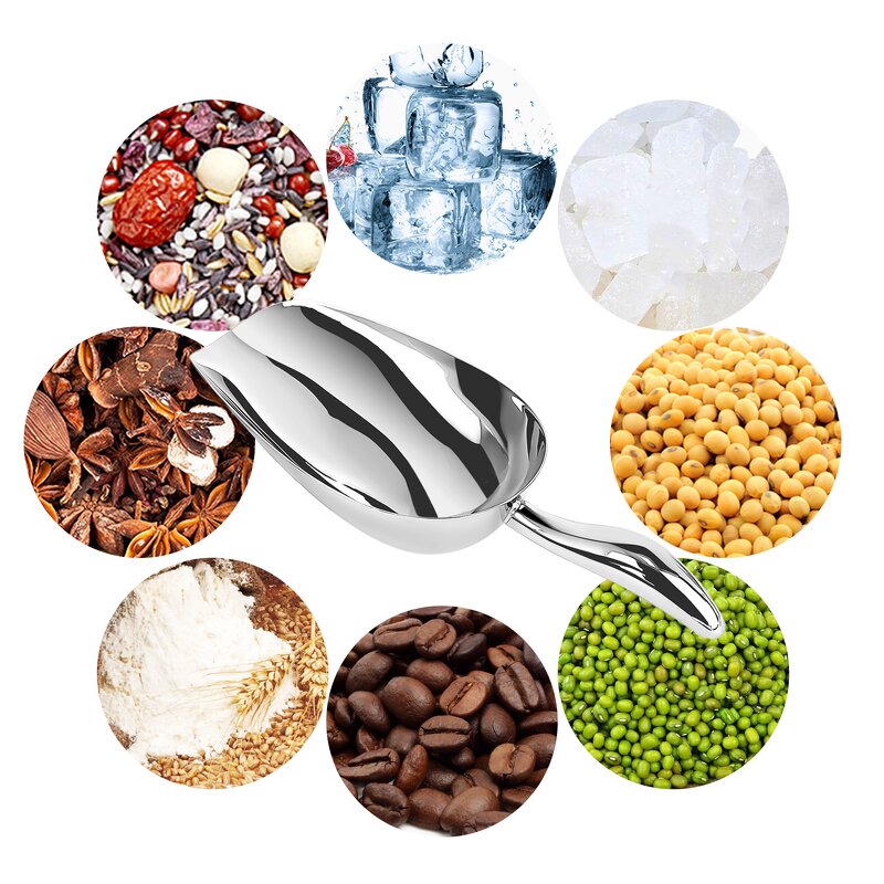 Ice Scoop Manufacturer - Thickened Stainless Steel Curved Handle Scoop