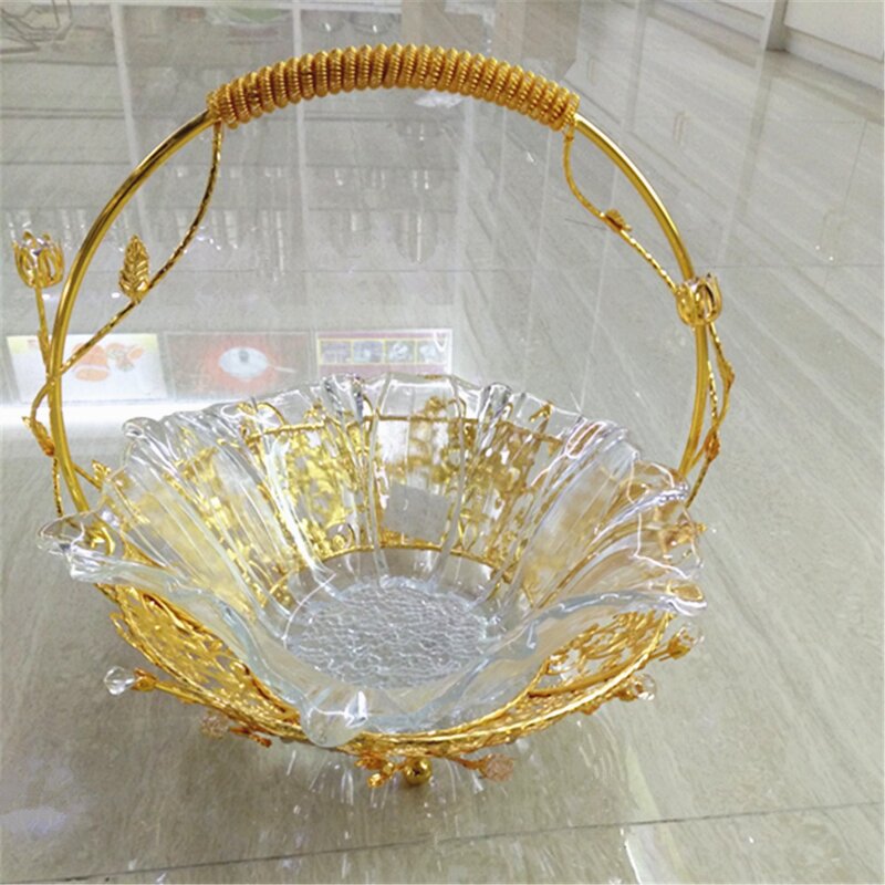 Fruit Basket Manufacturer - Hanging Glass Dessert Storage Decorative Basket