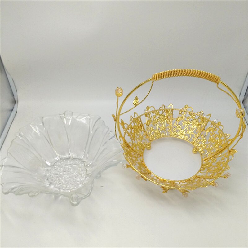 Fruit Basket Manufacturer - Hanging Glass Dessert Storage Decorative Basket