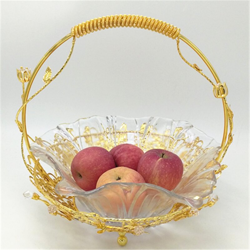 Dried Fruit Tray Manufacturer - Gold Plating Snack Decoration Tray with Cover