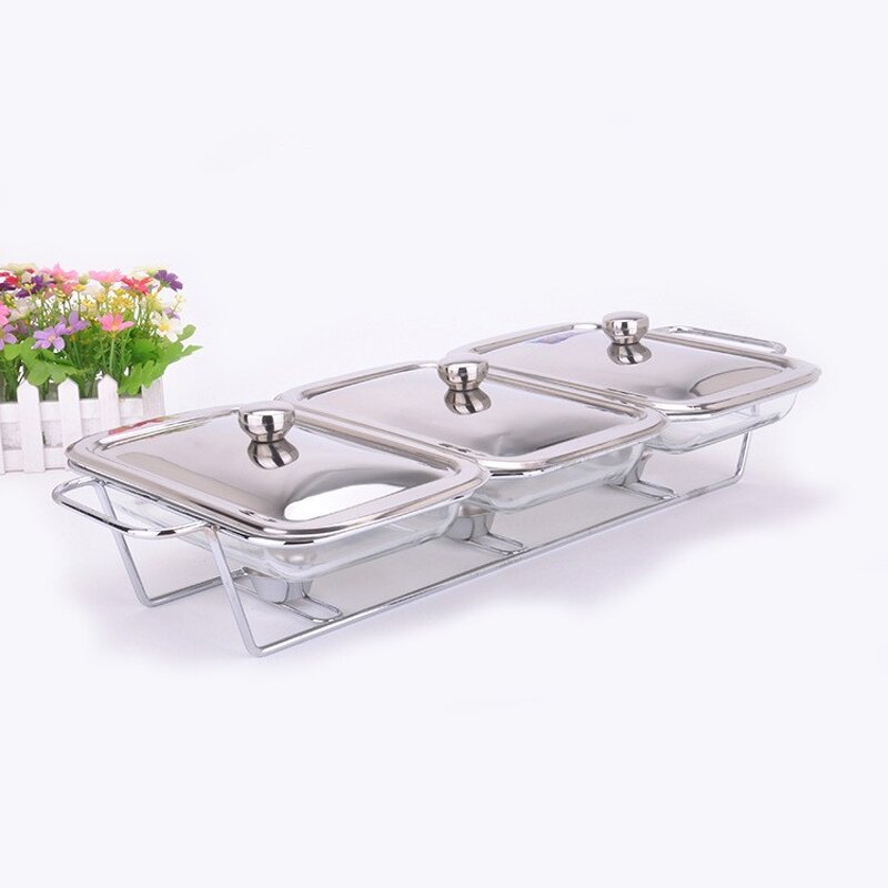 Chafing Dish Manufacturer - New Design Glass 3 Pan Buffet Server