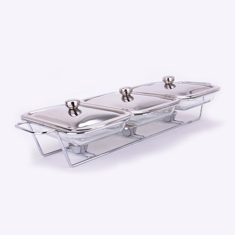 Chafing Dish Manufacturer - New Design Glass 3 Pan Buffet Server