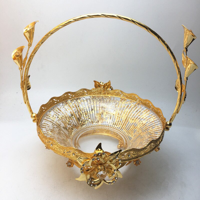 Dried Fruit Tray Manufacturer - Gold Plating Snack Decoration Tray with Cover