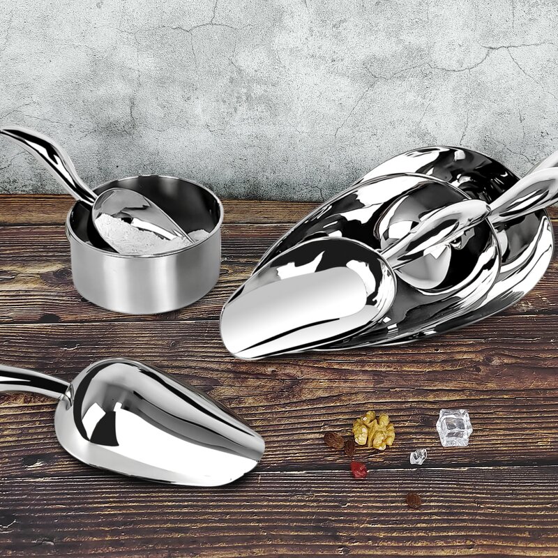 Ice Scoop Manufacturer - Thickened Stainless Steel Curved Handle Scoop