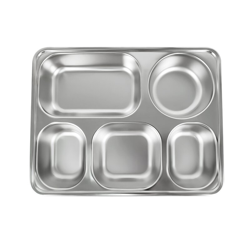 Dining Tray Manufacturer - 5 Divided Stainless Steel Food Plate with Lid