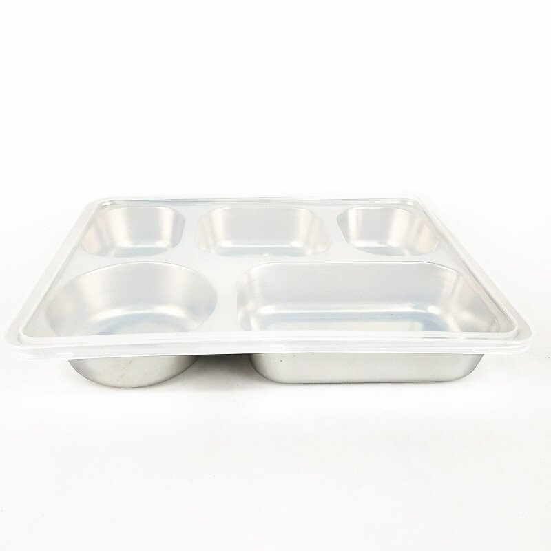 Hospital Tray Manufacturer - Stainless Steel 5 Compartment Rectangular Plate