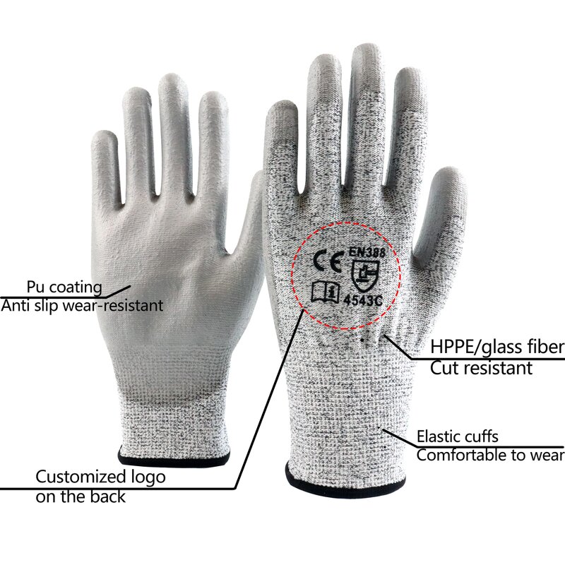 Cut Resistant Gloves Manufacturer - HPPE En388 Level 5 PU Coated