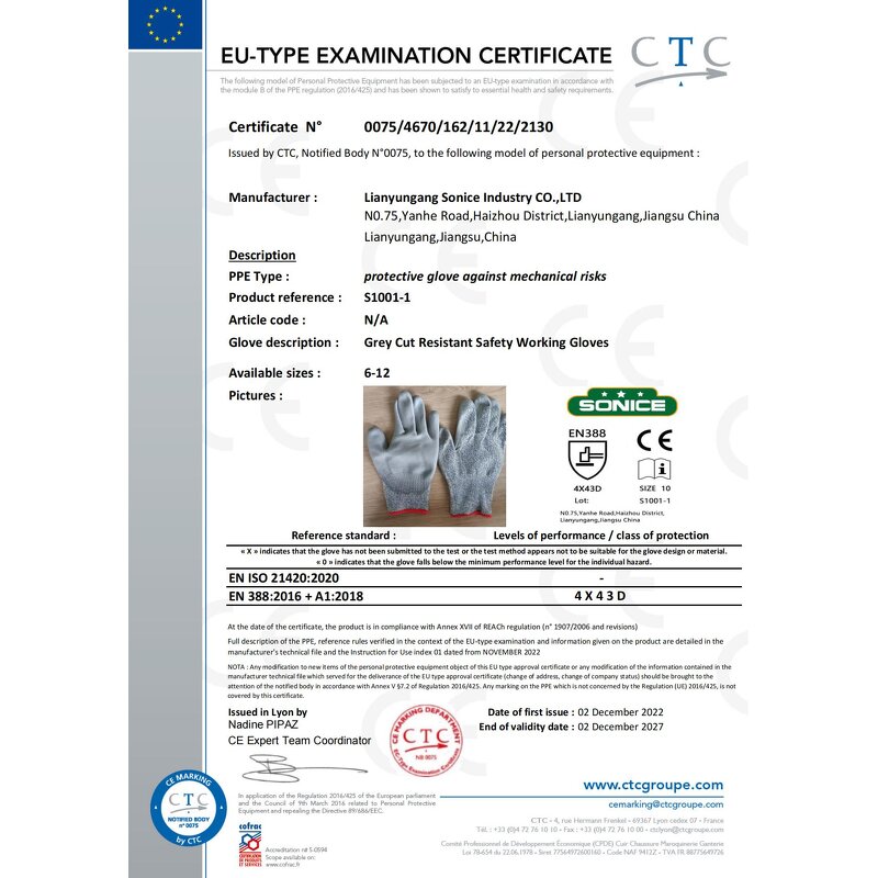 Cut Resistant Gloves Manufacturer - HPPE En388 Level 5 PU Coated