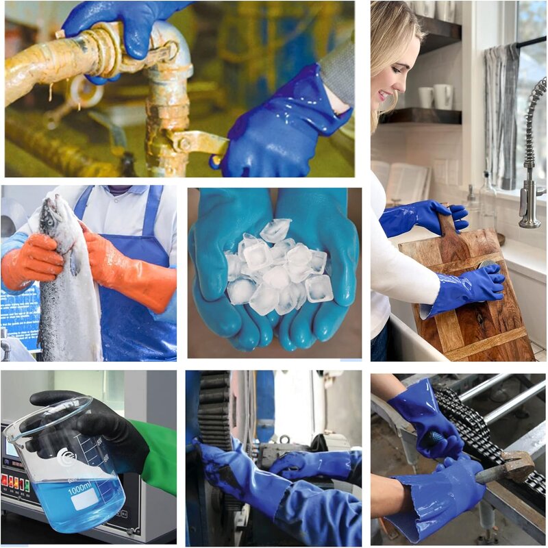 PVC Gloves Manufacturer - Heavy-Duty Blue Waterproof Acid Alkali Resistant