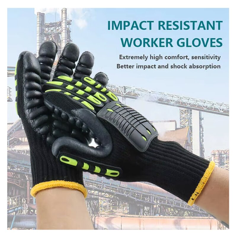 Mechanic Gloves Manufacturer - TPR Anti-Cut Shock Absorption Safety Gloves