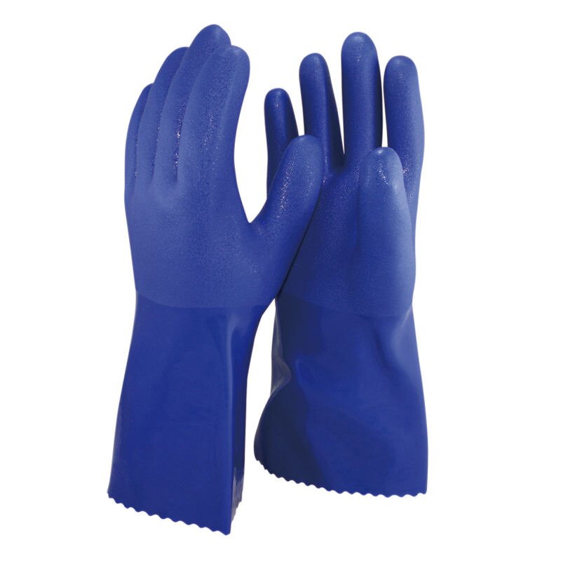 PVC Gloves Manufacturer - Heavy-Duty Blue Oil Water Chemical Resistant Gloves