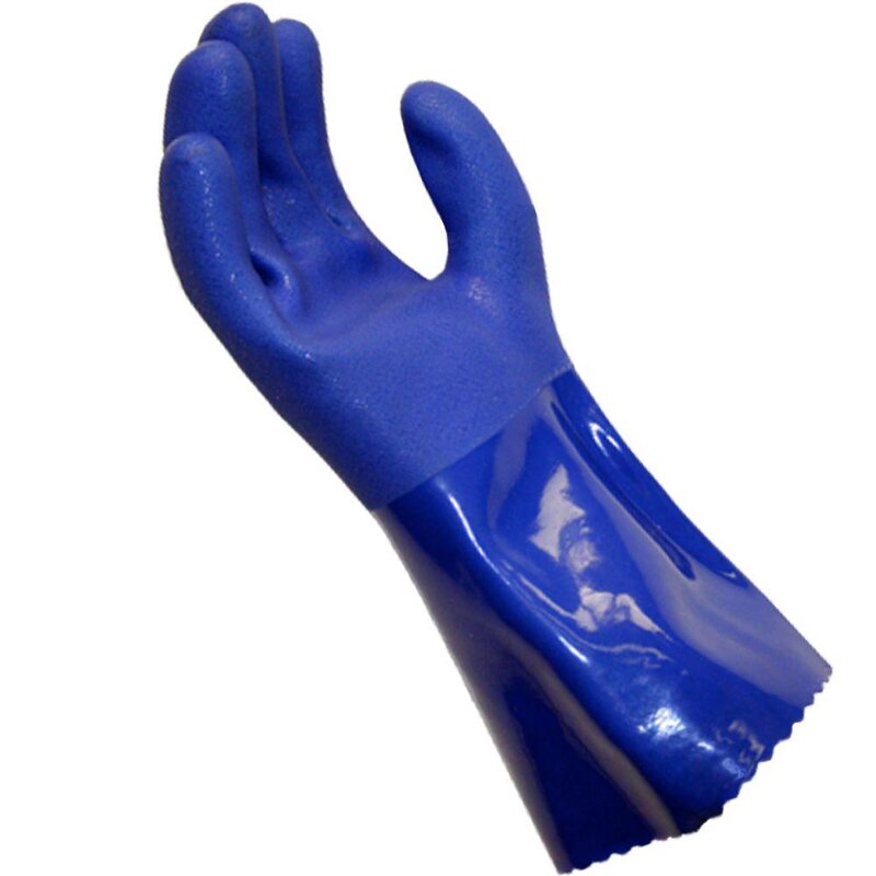 PVC Gloves Manufacturer - Heavy-Duty Blue Oil Water Chemical Resistant Gloves