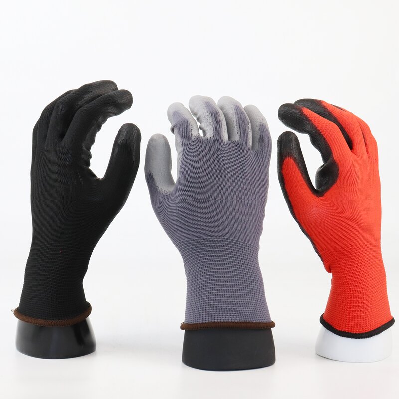 Gardening Gloves Manufacturer - PU Coated 13G Polyester Nylon Work Gloves