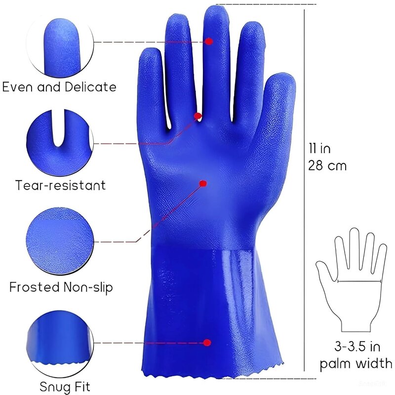 PVC Gloves Manufacturer - Heavy-Duty Blue Oil Water Chemical Resistant Gloves