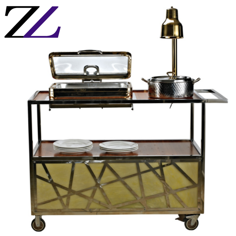Food Warmer Trolley Manufacturer - LED Chafing Dish Banquet Serving Cart