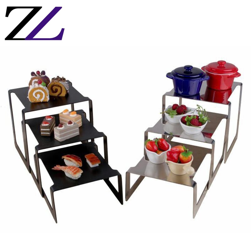 Cake Stand Factory - Black Square Oblong Gold Wedding Event