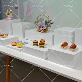 Acrylic Dessert Stand Manufacturer - White Buffet Riser Display Stand