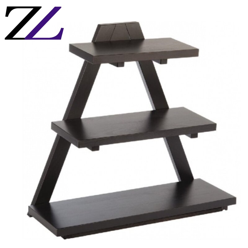 Wooden Buffet Stand Factory - 3 Tier Triangle Wooden Food Presentation
