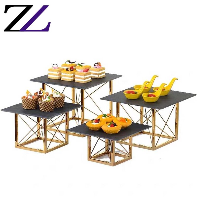 Buffet Display Rack Supplier - LED Acrylic Gold Ceramic Cupcake Stand
