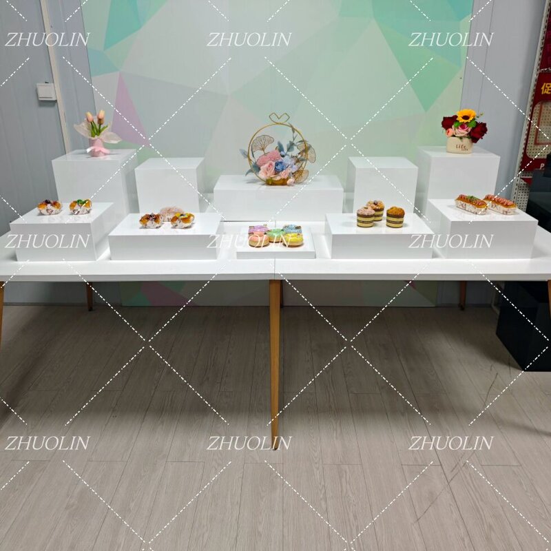 Acrylic Dessert Stand Manufacturer - White Buffet Riser Display Stand