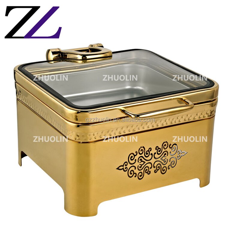 Chafing Dish Manufacturer - 2025 Luxury Gold Arabic Square Design