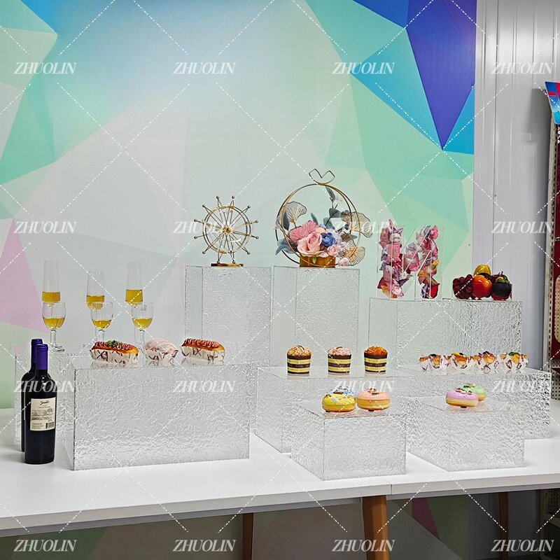 Acrylic Dessert Stand Manufacturer - White Buffet Riser Display Stand