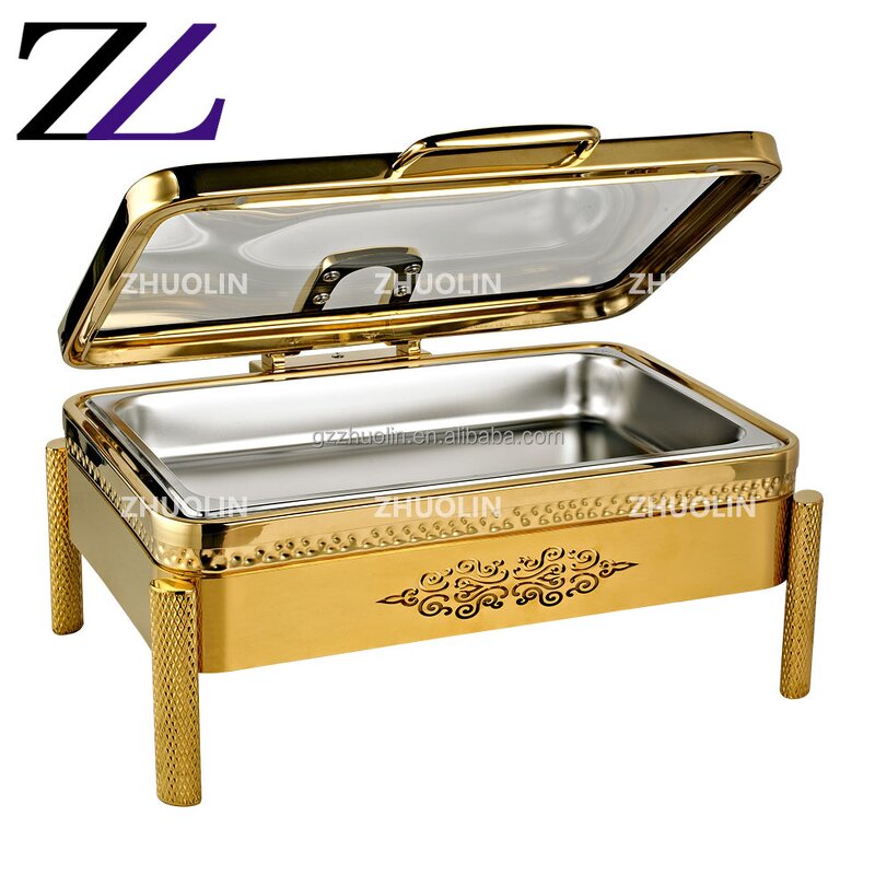 Chafing Dish Manufacturer - Heavy Duty Arabic Style Gold Carved Set