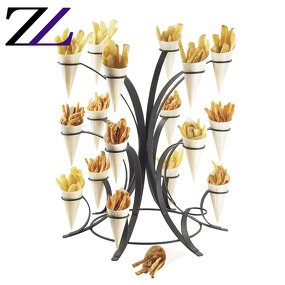Food Display Holder Factory - Tree Shape Black Stainless Steel Cone