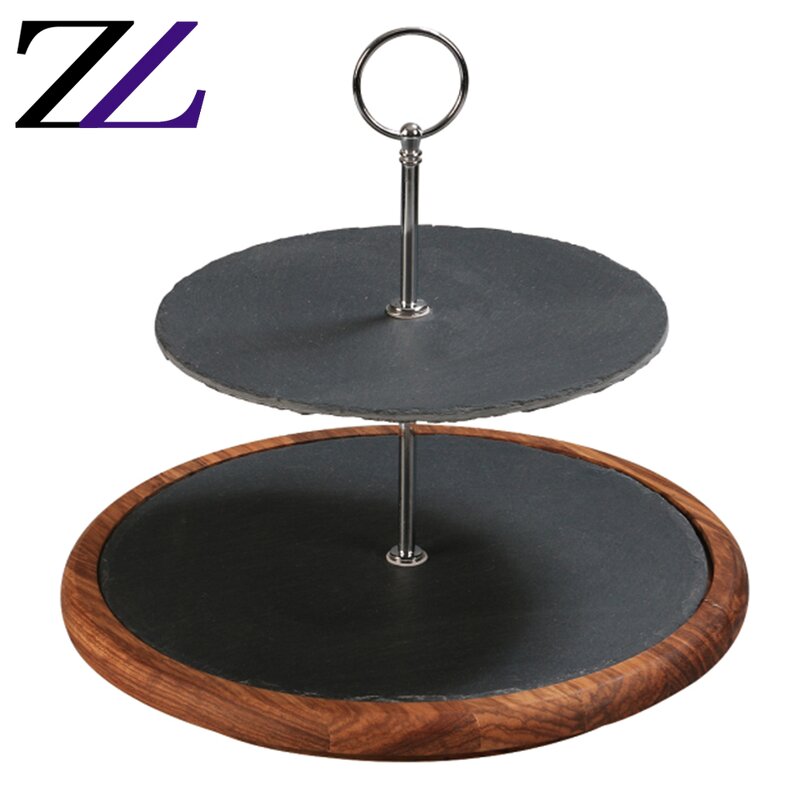 Food Serving Plate Supplier - Black Wood Plate with Punch Handle