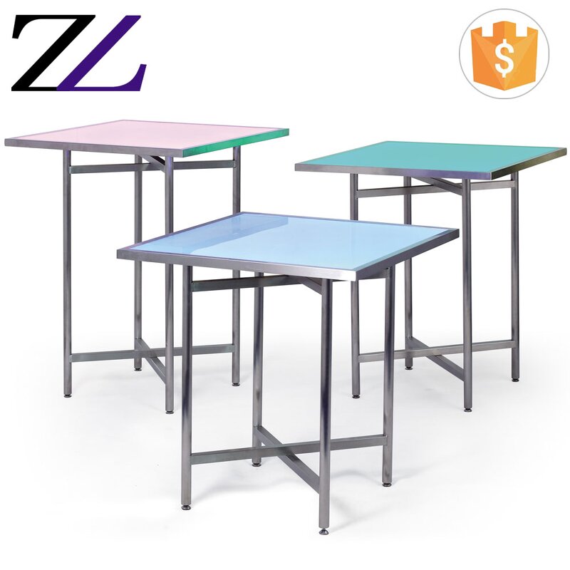 Buffet Table Manufacturer - Stainless Steel Frame Glass Top Led Bar