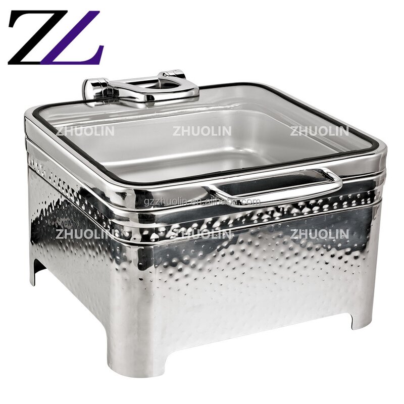 Buffet Warmer Set Supplier - Silver Gold Hammered Induction Banquet