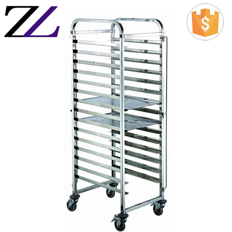 Food Tray Rack Trolley Supplier - 4 Wheels Stainless Steel Bakery Trolley